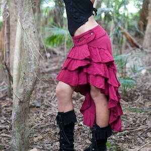 Steampunk Clothing, Asymmetrical Skirt, Renaissance Skirt, Pixie Skirt, Layered Skirt, Flamenco Skirt, Burlesque Skirt, Boho Skirt, Goa