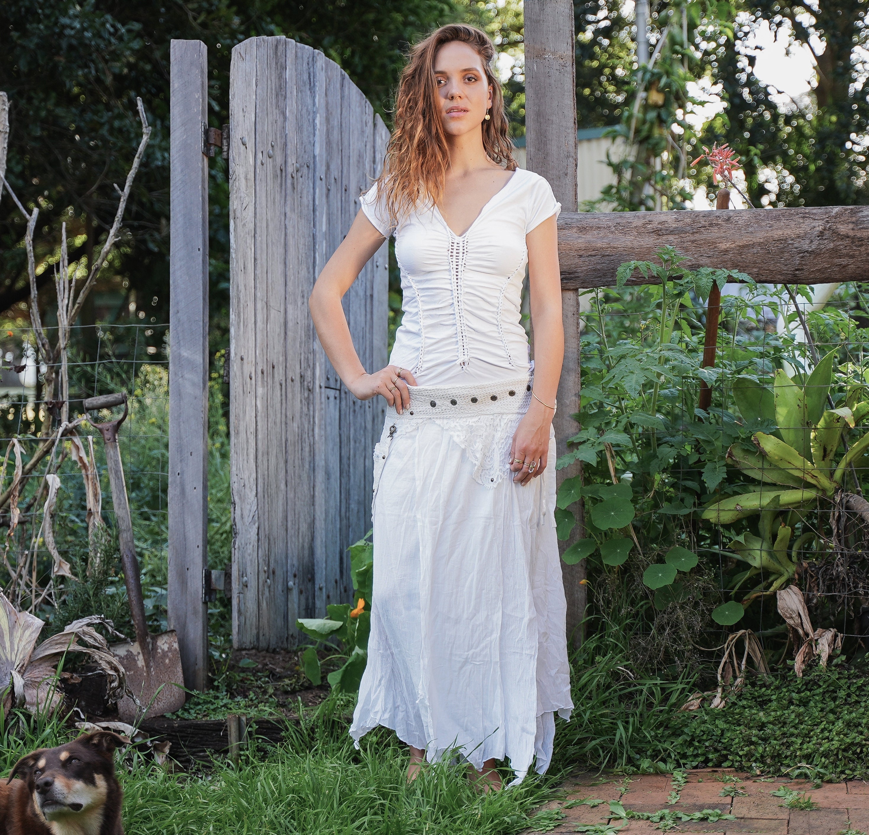 White Summer Top, Braided Blouse, Pixie Clothing, Hippie