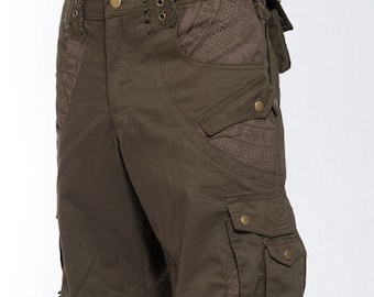 Men Cargo Shorts, Rave Shorts, Doof Shorts, Festival Clothing, Cyberpunk Pants, Tribal Wear, Burning Man Shorts, Psychedelic Clothing, Goa