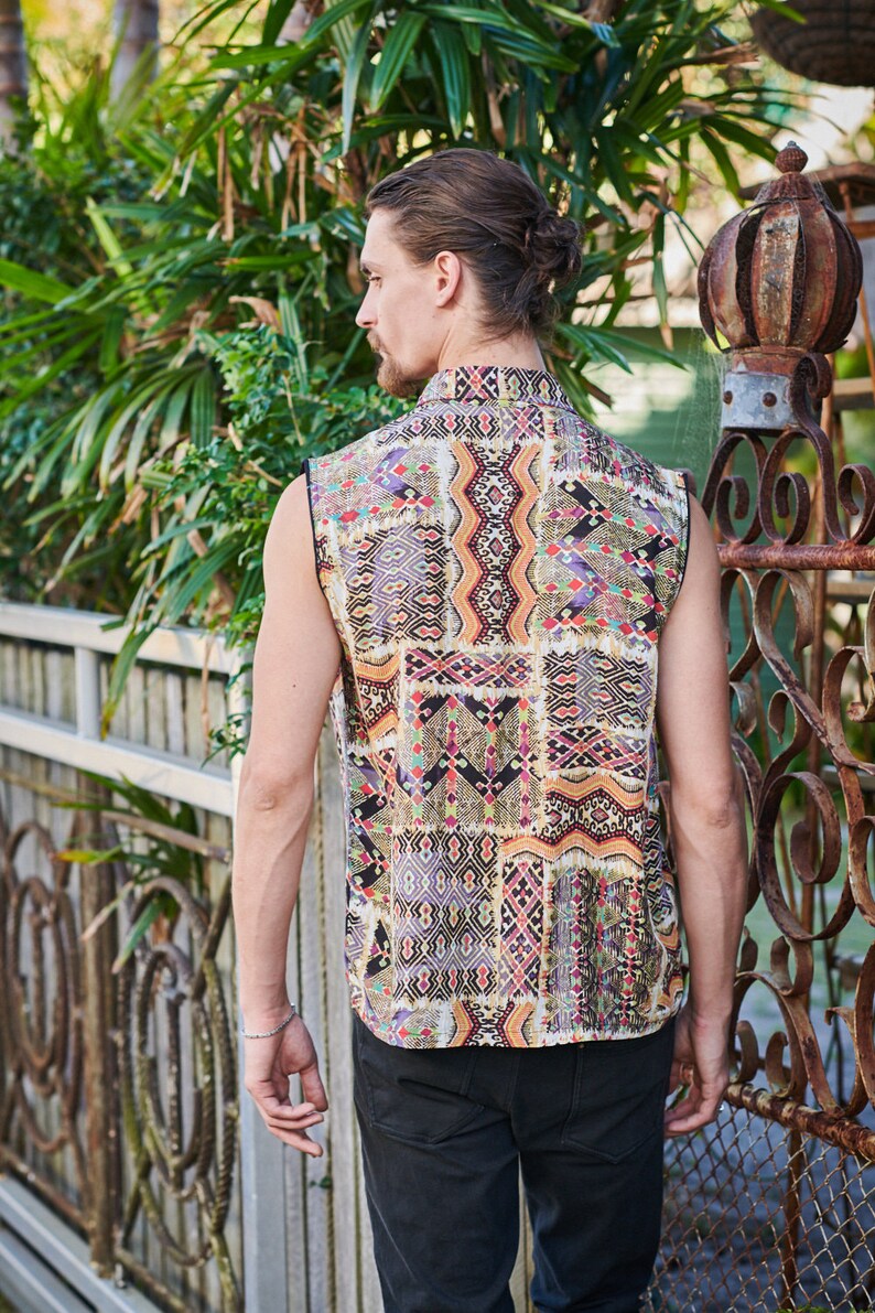 Men Sleeveless Shirt Festival Shirt Hawaiian Shirt Beach Etsy