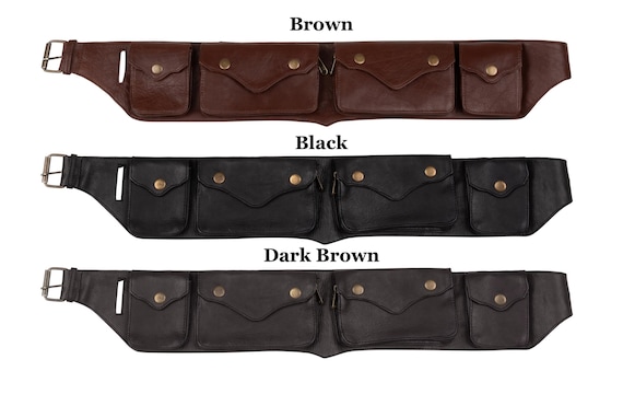 Leather Utility Belt, Leather Pocket Belt, Festival Utility Belt