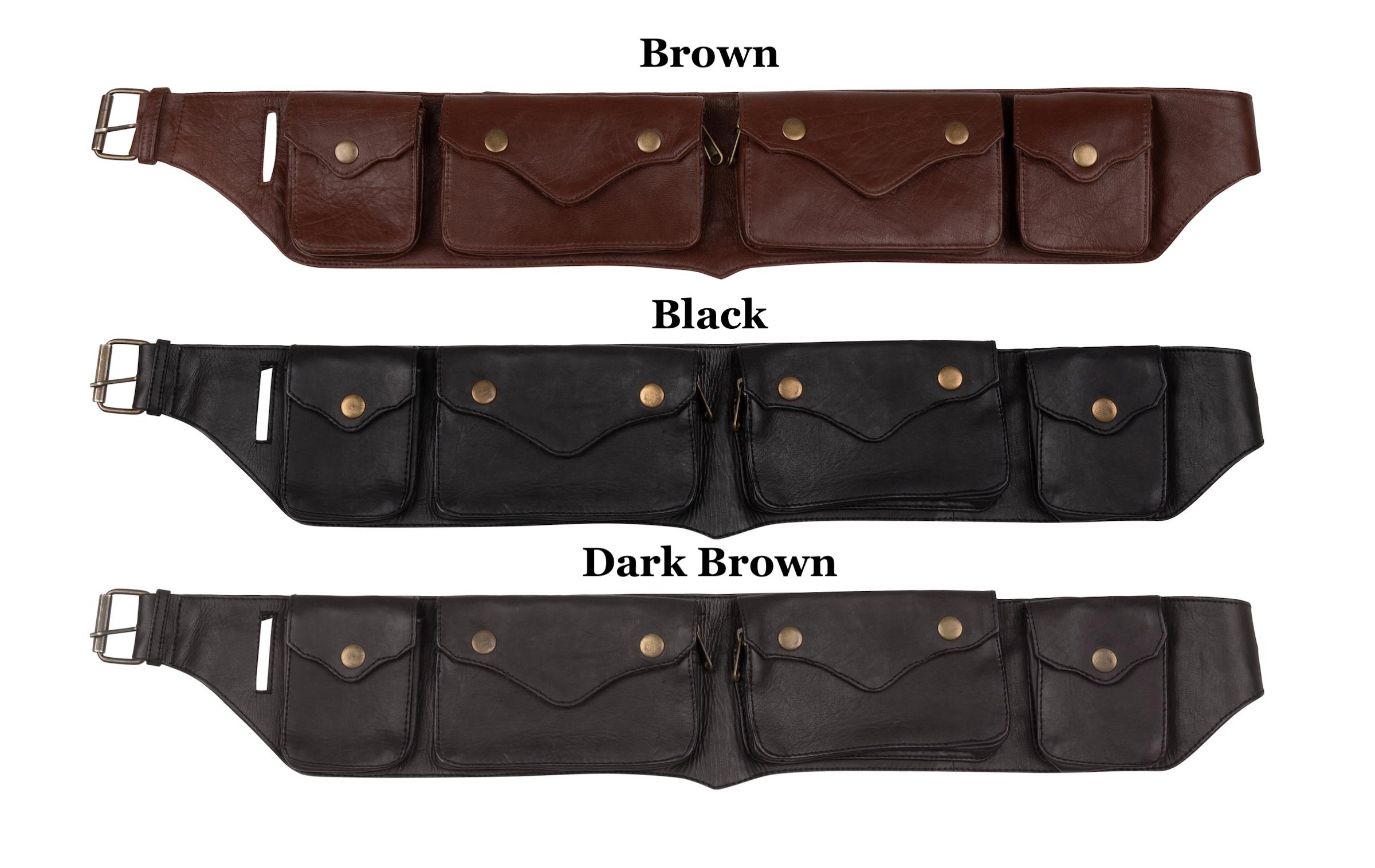 Leather Utility Belt, Leather Pocket Belt, Festival Utility Belt