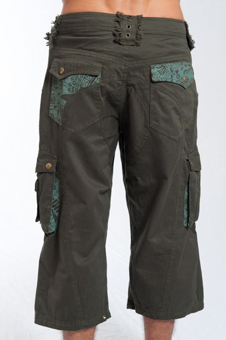 X-Future Mens Multi-Pockets Utility Printed Beach Casual Baggy Cargo Shorts
