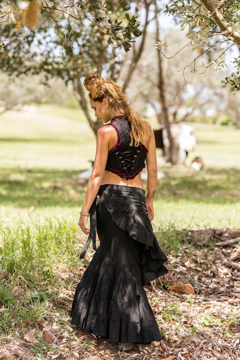 Krótkie kamizelki damskie, kamizelki gorsetowe, kamizelki pirackie, Psy Trance Goa, ubrania w stylu Pixie, kamizelki wróżek, kamizelki burleskowe, kamizelki cygańskie, ubrania elfów, ubrania hipisowskie zdjęcie 5