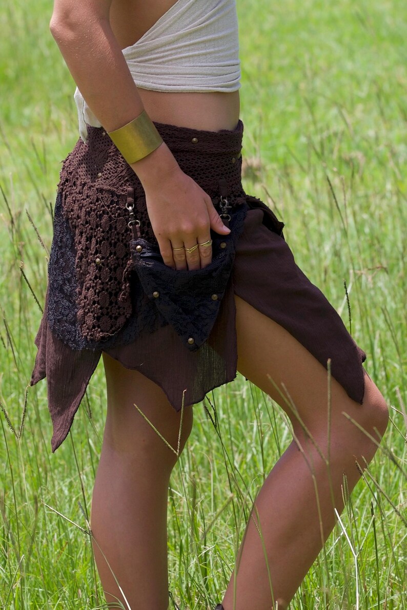 Cyberpunk Clothing, Steampunk Skirt, Pixie Skirt, Boho Skirt, Gypsy Skirt, Goa Clothing, Steampunk Clothing, Fairy Skirt, Asymmetrical Skirt image 12