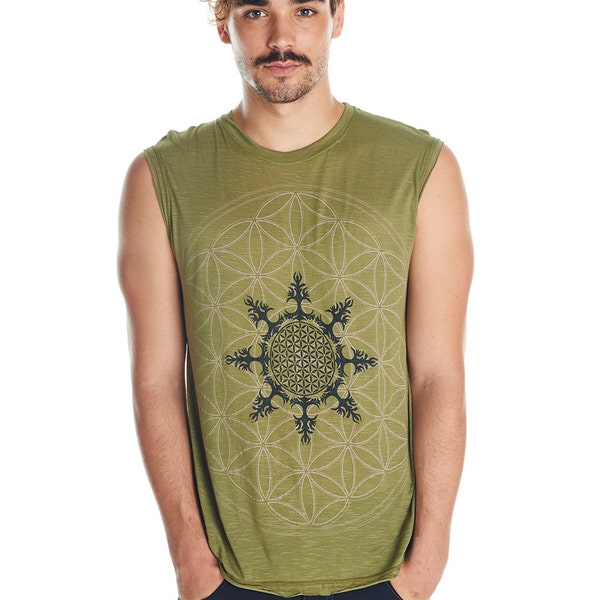 Männer Festival Kleidung, Goa Tank Top, Heilige Geometrie Kleidung, Männer Tank Top, Psychedelische Kleidung, Blume des Lebens Top, brennender Mann Tank Top