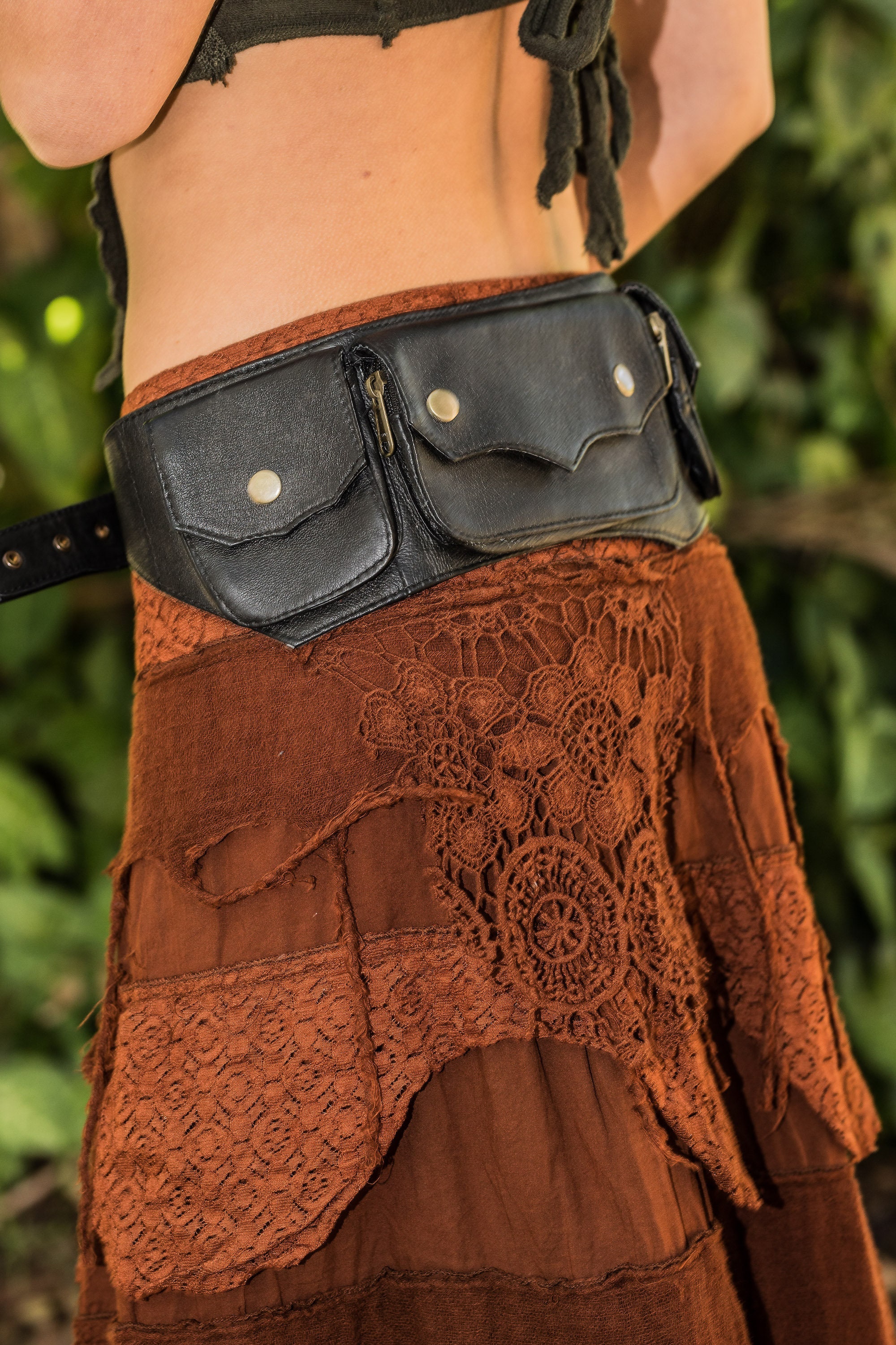 Laced Double Pocket Belt, Utility Belt, Festival Wear