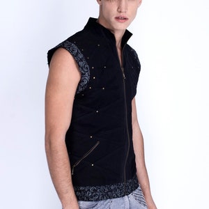 Men Pirate Vest, Steampunk Vest, Cyberpunk Vest, Festival Vest, Psychedelic Clothing, Cybergoth Vest, Black Vest