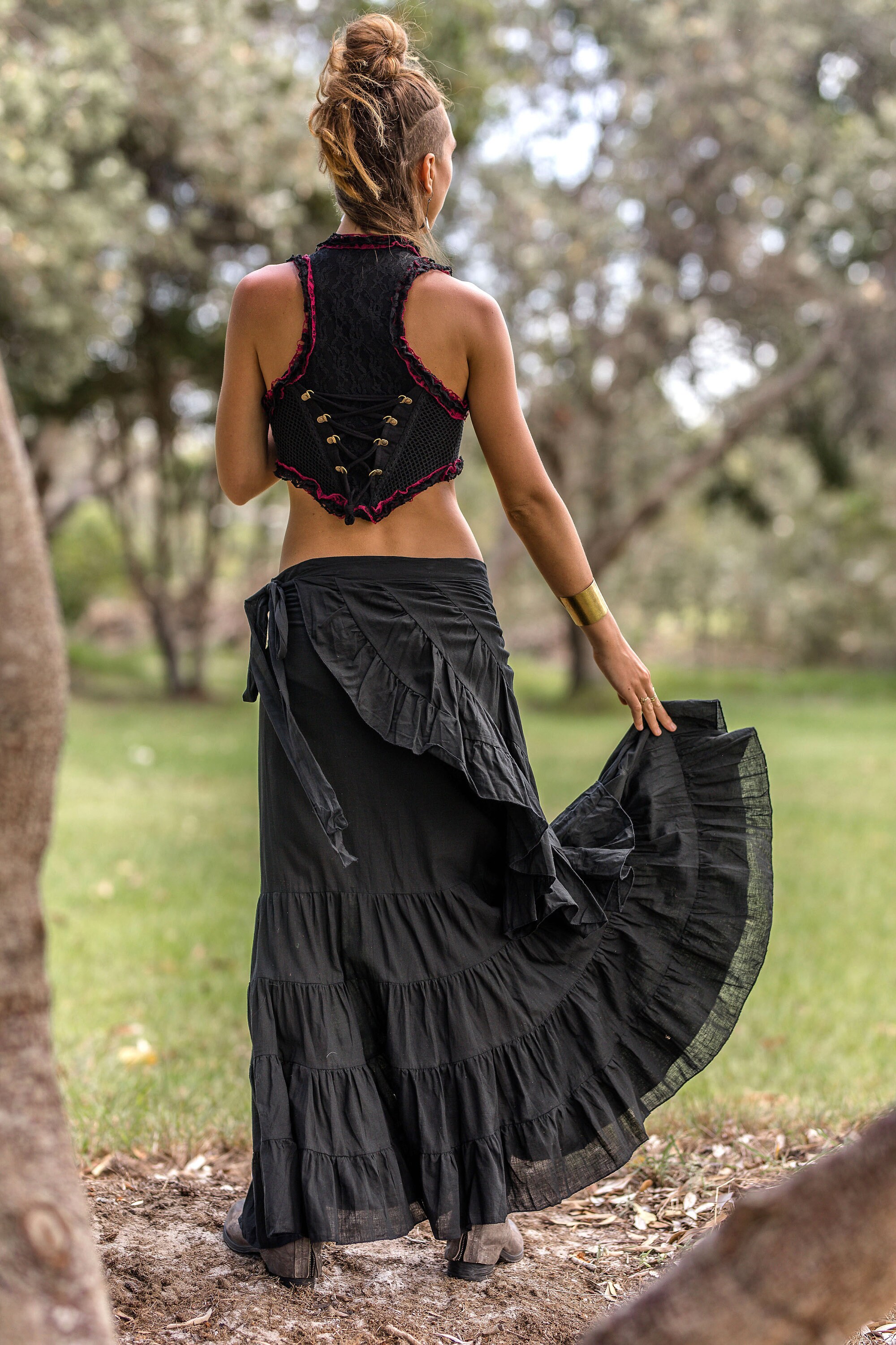 Flamenco Skirt, Wrap Skirt, Ruffle Skirt, Women Maxi Skirt
