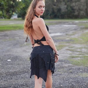 Mini Drape Skirt, Cyberpunk Skirt, Festival Clothing, Layered Skirt, Pixie Clothing, Tribal Skirt, Steampunk Skirt, Short Fairy Skirt, Goa image 6