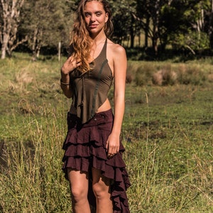 Women Steampunk Skirt, Asymmetrical Skirt, Pixie Wrap Skirt, Fairy Clothing, Bohemian Skirt, Flamenco Skirt, Ruffle Skirt, Elven Clothing image 2