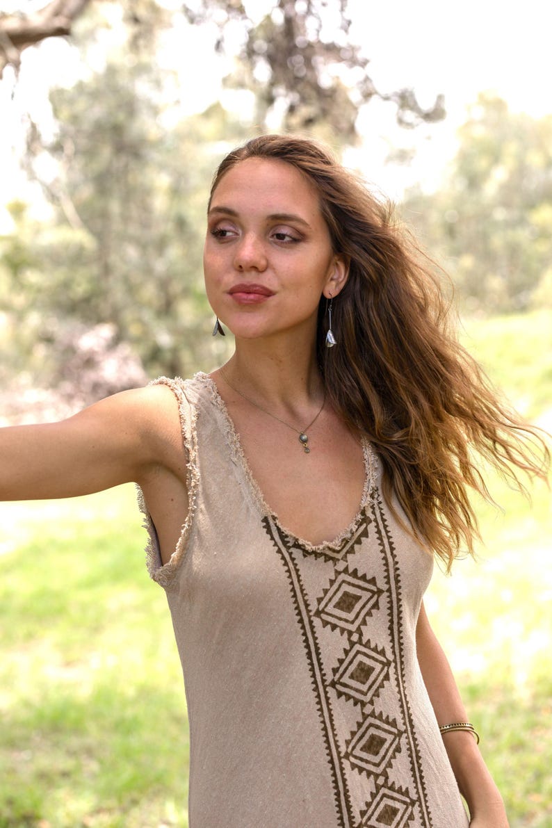 Boho Ethnic Dress, Raw Cotton Dress, Tribal Maxi Dress, Block Printed Dress, Tribal Clothing, Summer Beach Dress, Earthy Clothing image 9