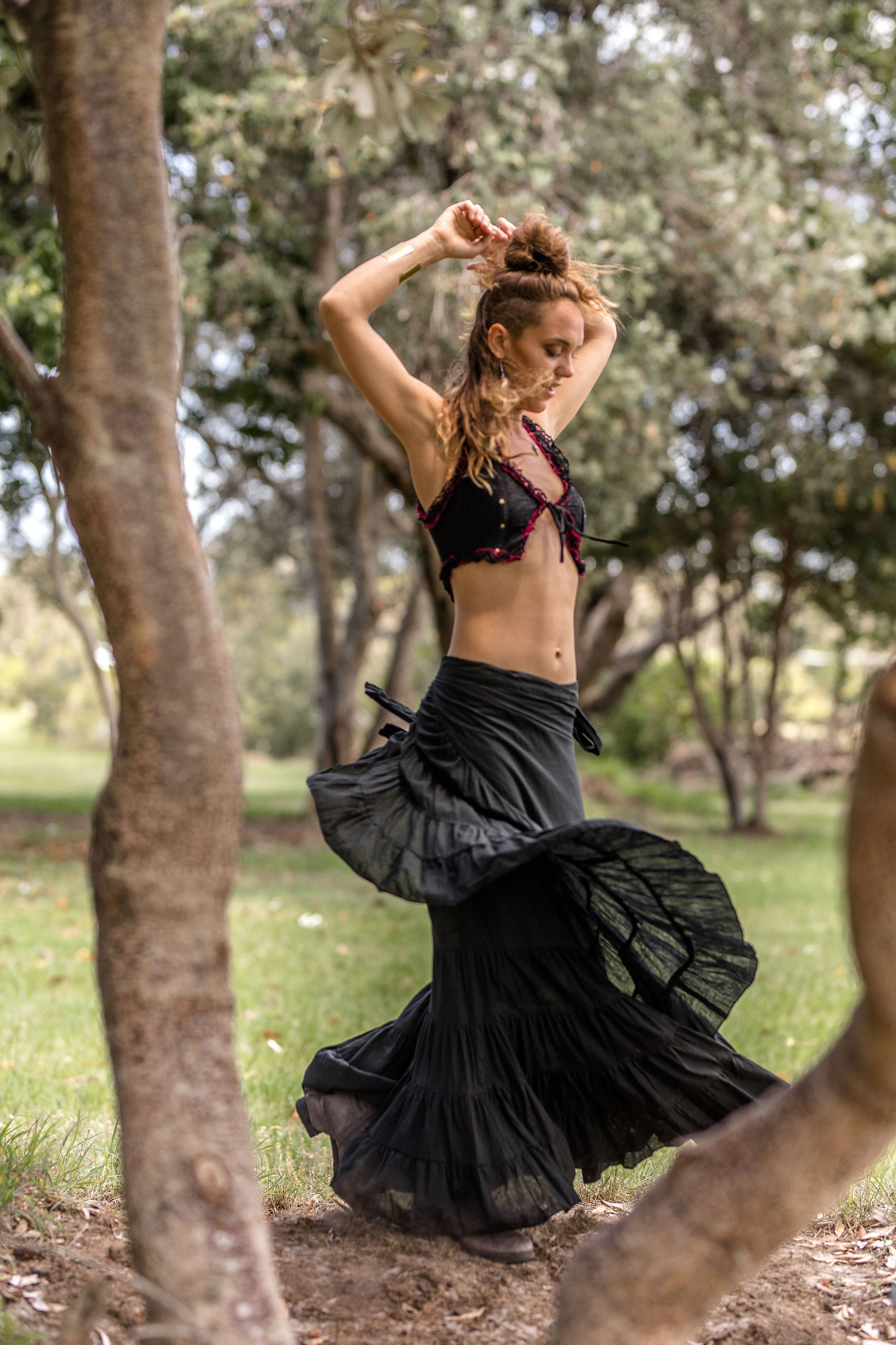 Designer Satin Rock 11m Flamenco Bauchtanz Gypsy Tribal Rüschen Jupe Ats 
