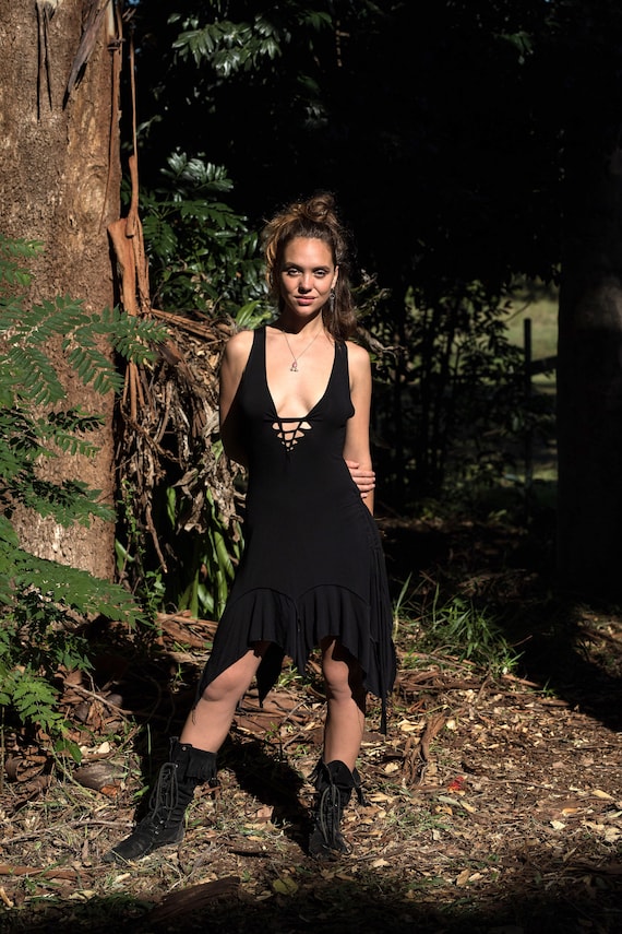 Black Fairy Dress Pixie Dress Elven Dress Gypsy Dress Pixie