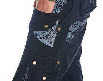 Pantaloncini cargo da uomo, pantaloni steampunk, pantaloncini rave, abbigliamento psy trance goa, pantaloncini del festival Burning Man, pantaloni cyberpunk, pantaloni Burning Man