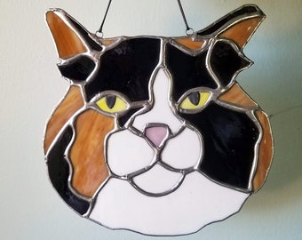 Custom Pet Portrait - Handmade, One of a Kind Cat or Dog Stained Glass Sun Catcher - Your Pet in Glass!