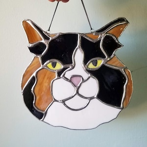 Custom Pet Portrait - Handmade, One of a Kind Cat or Dog Stained Glass Sun Catcher - Your Pet in Glass!