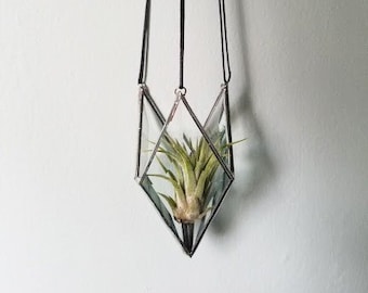 Beveled Air Plant Dangler- Hanging Prism Rainbow Maker! - Stained Glass