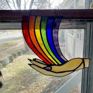 Rainbow Maker Corner Sun Catcher Handmade Stained Glass Hand Art Made to Order image 2