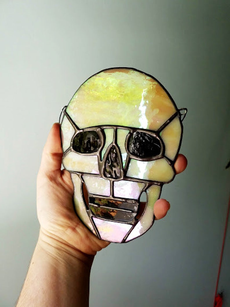 Mini Skull Stained Glass Hanging Stained Glass Made to Order image 8