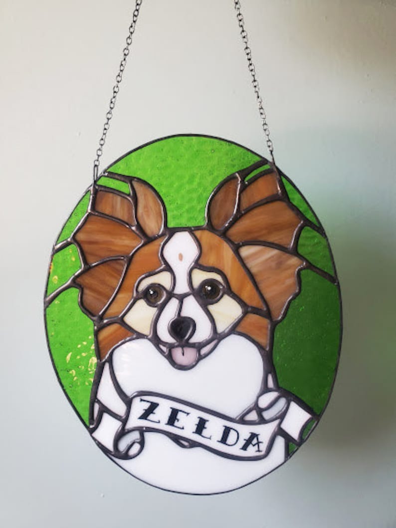 Custom Pet Portrait Deluxe, One of a Kind Stained Glass Sun Catcher Pet Memorial Made to Order image 3