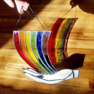 Rainbow Maker Corner Sun Catcher Handmade Stained Glass Hand Art Made to Order image 4