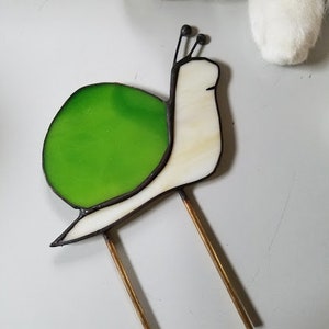 Snail Plant Stake Stained Glass Planter Accessory Made to Order image 6