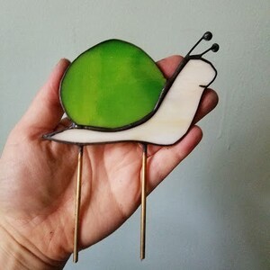 Snail Plant Stake Stained Glass Planter Accessory Made to Order image 4