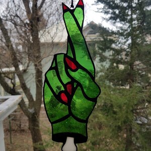 Fingers Crossed Witch Hand Sun Catcher Stained Glass Made to Order image 3