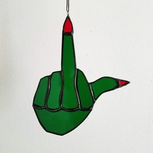 Middle Finger Witch Hand Sun Catcher - Stained Glass Art  - Made to Order