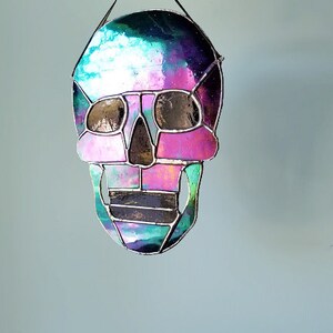 Mini Skull Stained Glass Hanging Stained Glass Made to Order image 5