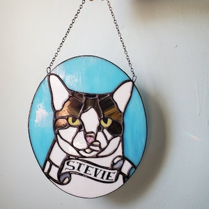 Custom Pet Portrait Deluxe, One of a Kind Stained Glass Sun Catcher Pet Memorial Made to Order image 5