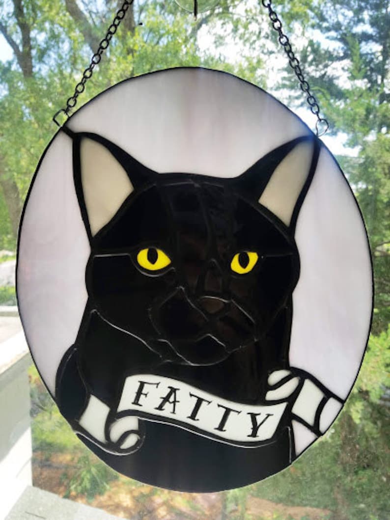 Custom Pet Portrait Deluxe, One of a Kind Stained Glass Sun Catcher Pet Memorial Made to Order image 8