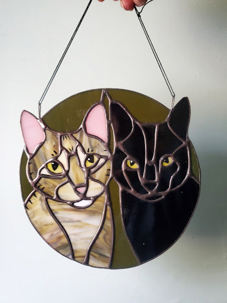 Custom Pet Portrait Deluxe, One of a Kind Stained Glass Sun Catcher Pet Memorial Made to Order image 10