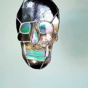 Mini Skull Stained Glass Hanging Stained Glass Made to Order image 6