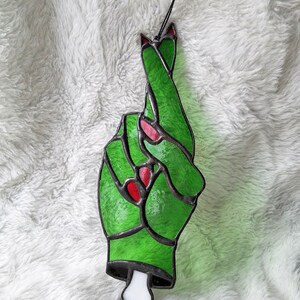 Fingers Crossed Witch Hand Sun Catcher Stained Glass Made to Order image 4