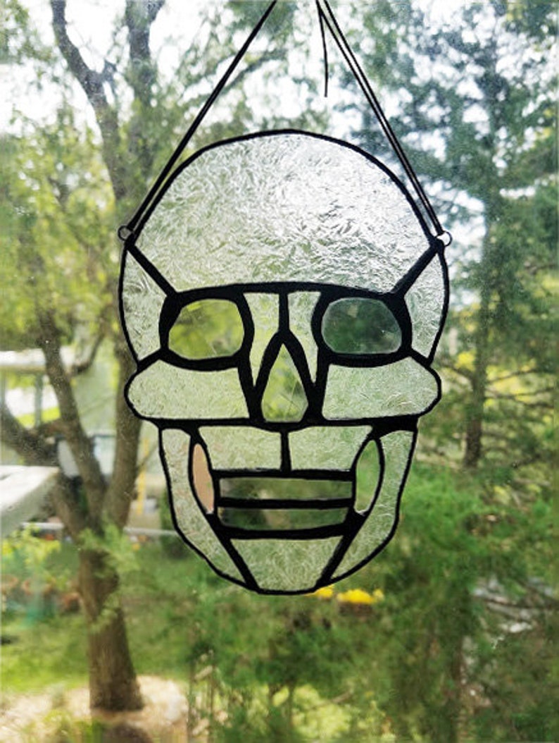 Mini Skull Stained Glass Hanging Stained Glass Made to Order image 4