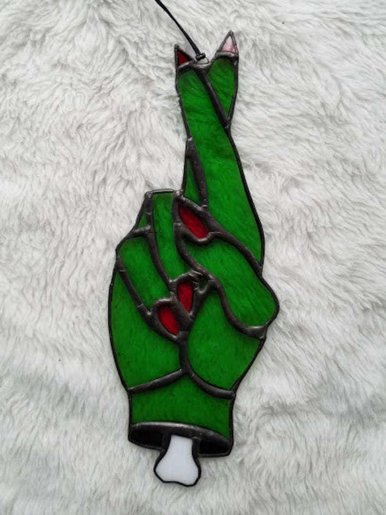 Fingers Crossed Witch Hand Sun Catcher Stained Glass Made to Order image 2