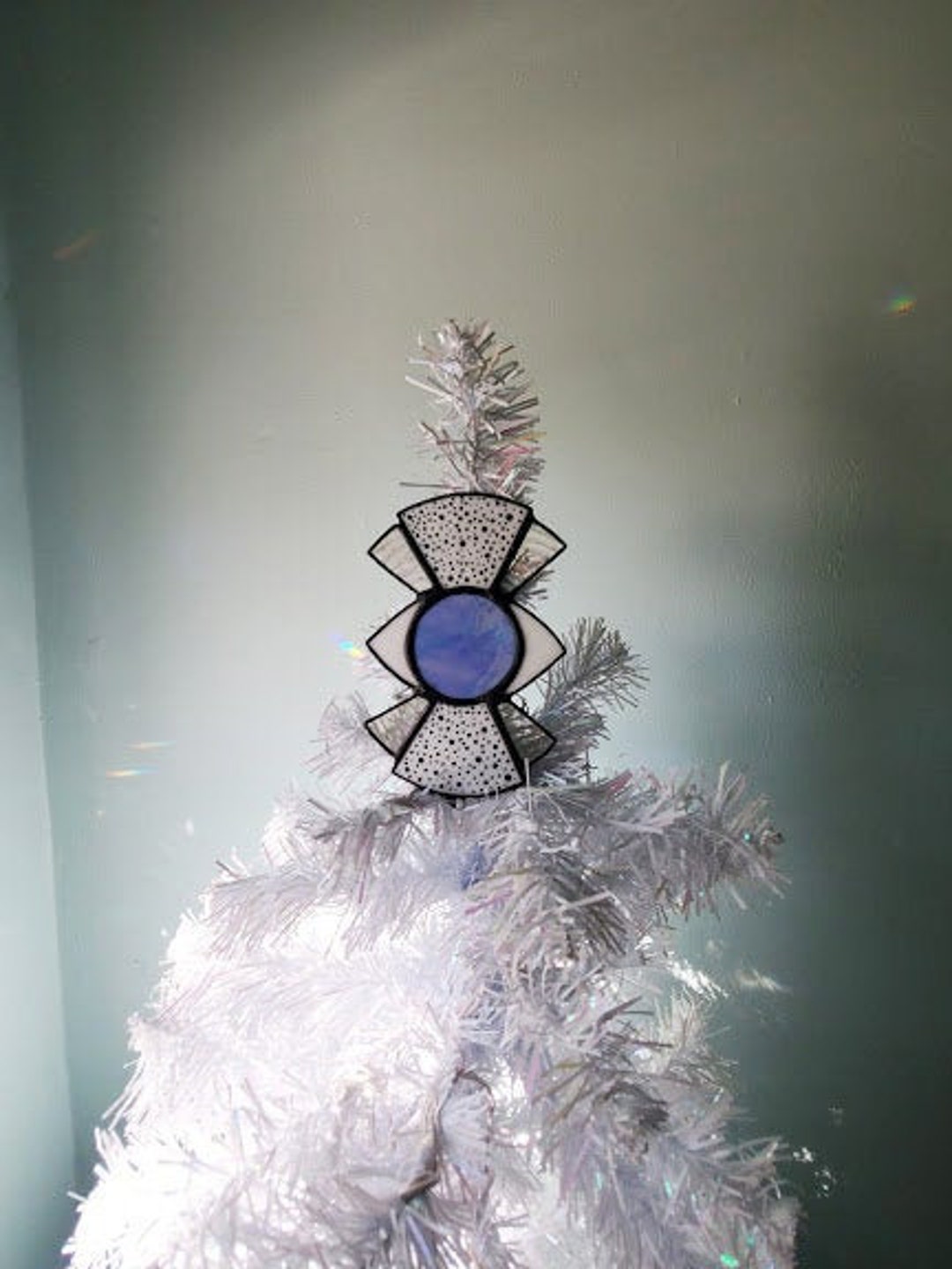 1 pcs DIY Rainbow Film Christmas Tree Hanging Pendant Iridescent Fan Star  Xmas New Year Ornament