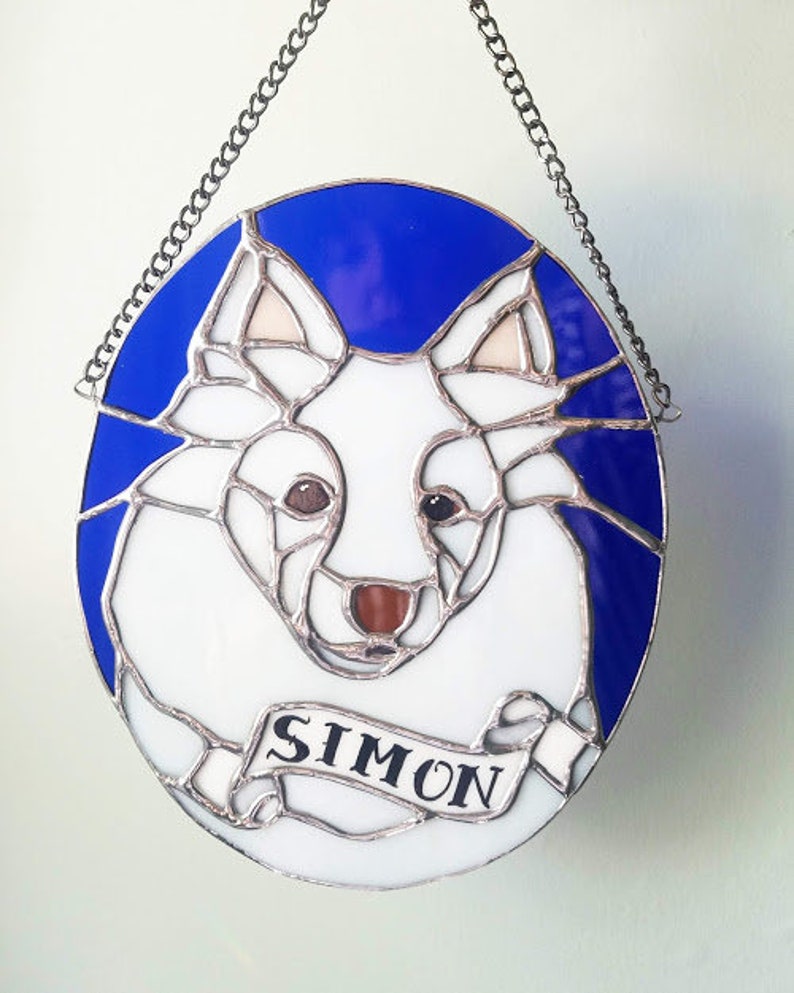 Custom Pet Portrait Deluxe, One of a Kind Stained Glass Sun Catcher Pet Memorial Made to Order image 9
