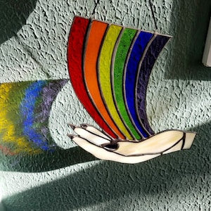 Rainbow Maker Corner Sun Catcher Handmade Stained Glass Hand Art Made to Order image 1