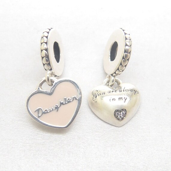 Pandora Bracelet Charms / Mother & Daughter Hearts Charm Pink Etsy