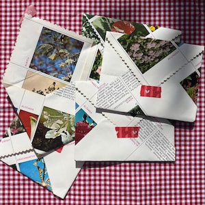 Handmade Envelopes x 5 | Vintage | Garden Magazine | Flower Book | Stationery | Journal Keepsake | Snail Mail