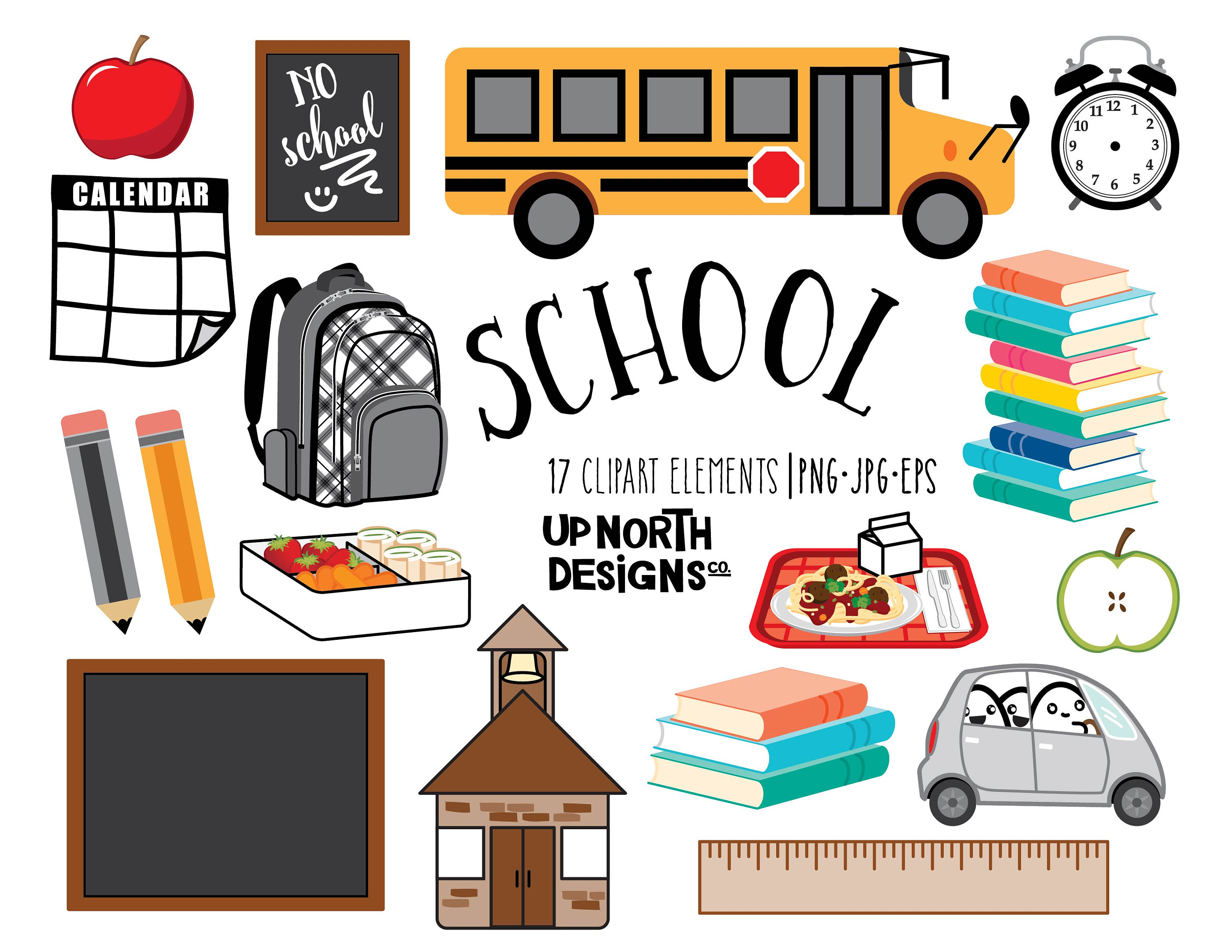 Back to School Clipart-school backpack with pencils and books clip art