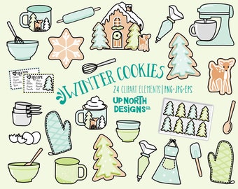 Winter Cookies Clipart baking clipart rolling pin and mixer for baking days holidays baking christmas gifts baking with friends and family