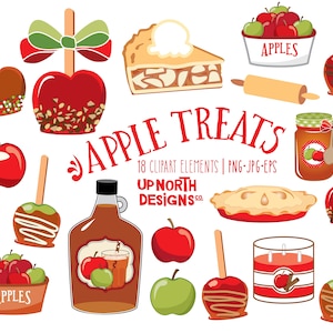 Apple treats candy apples clipart apple pie and other apple dessert illustrations