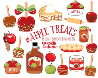 Apple treats candy apples clipart apple pie and other apple dessert illustrations