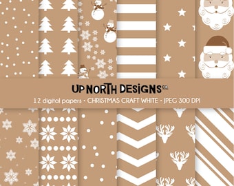 Christmas Craft White Paper Set Digital Paper Personal and Commercial Use