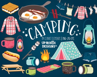 Camping clipart cute tent with a floral pattern s'mores clipart hot dog lantern a clothes line and roasting marshmallows on a campfire