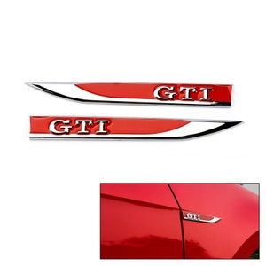 VW Red GTI Fender badge metal set. Volkswagen Golf  Uk Stock